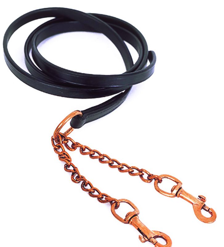 Heritage Saddlery English Leather Lead And Chain 1/2" Leather Lead With Twin Chain