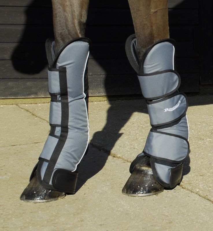 Rhinegold Ripstop Full Length Travel Boots - Set Of 4 - Silver/Black