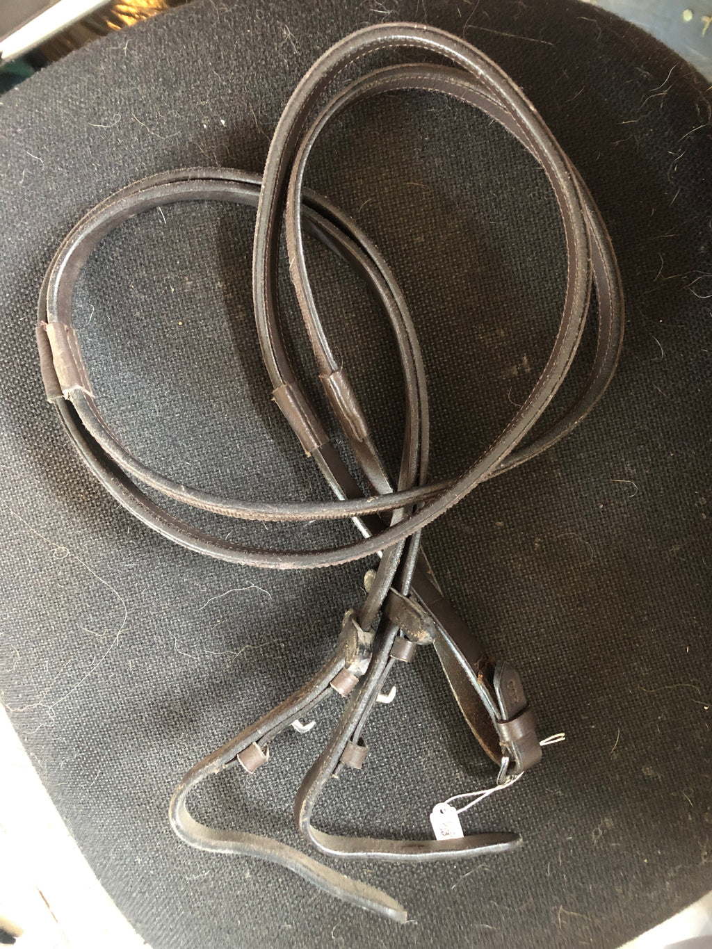 Leather Reins with half grip, Havana - PRELOVED in new condition LG01S