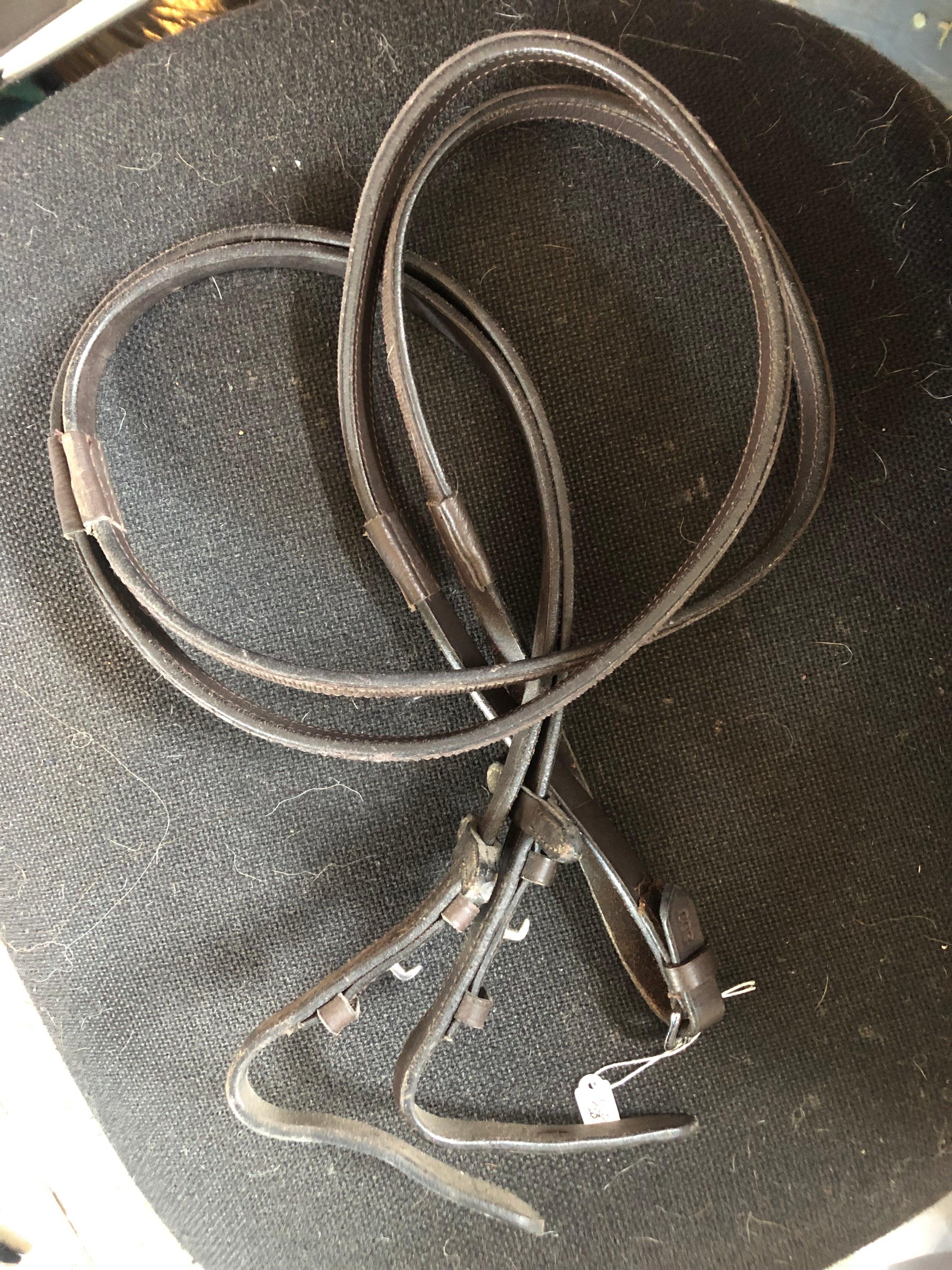 Leather Reins with half grip, Havana - PRELOVED in new condition LG01S