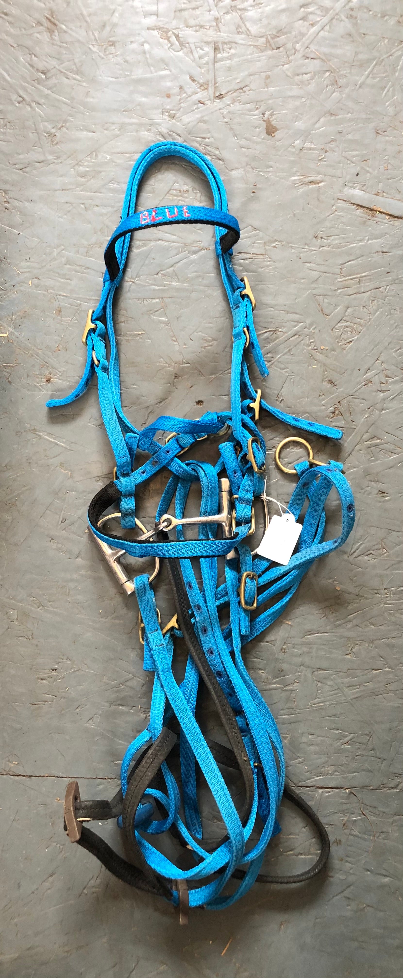 Synthetic Cob size bridle - PRELOVED - with martingale, reins and bit HHRLS01